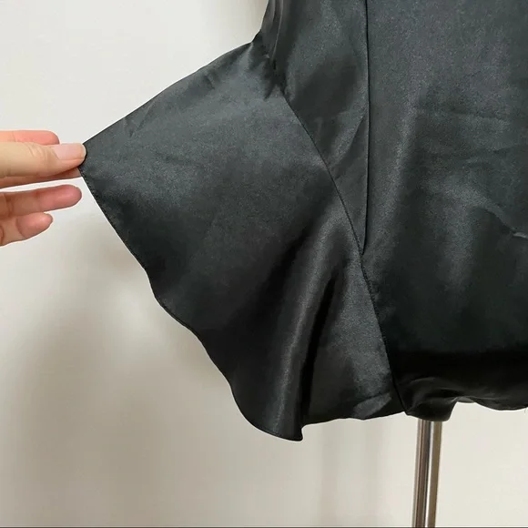 Vintage Victorias Secret Nighty Body Suit Silky Plunge Covered Button Black - Picture 7 of 15